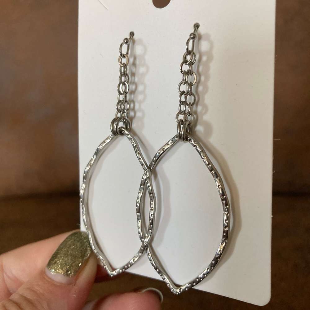 NWT Oval Dangle Earrings with Wavy Texture